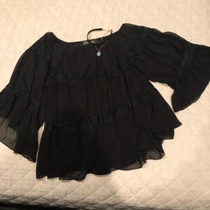 Sheer and Lace Peasant Top